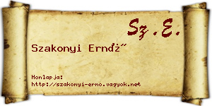Szakonyi Ernő névjegykártya